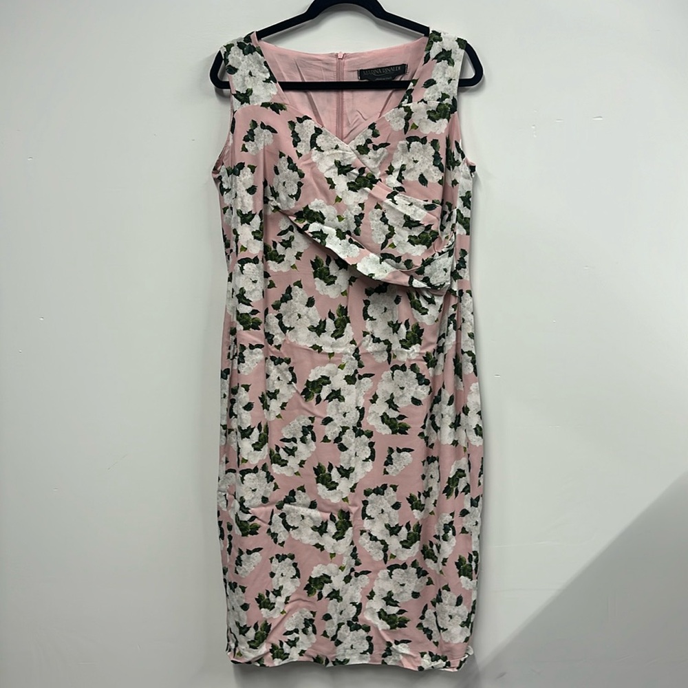 Marina Rinaldi pink hydrangea floral Midi Dress 14